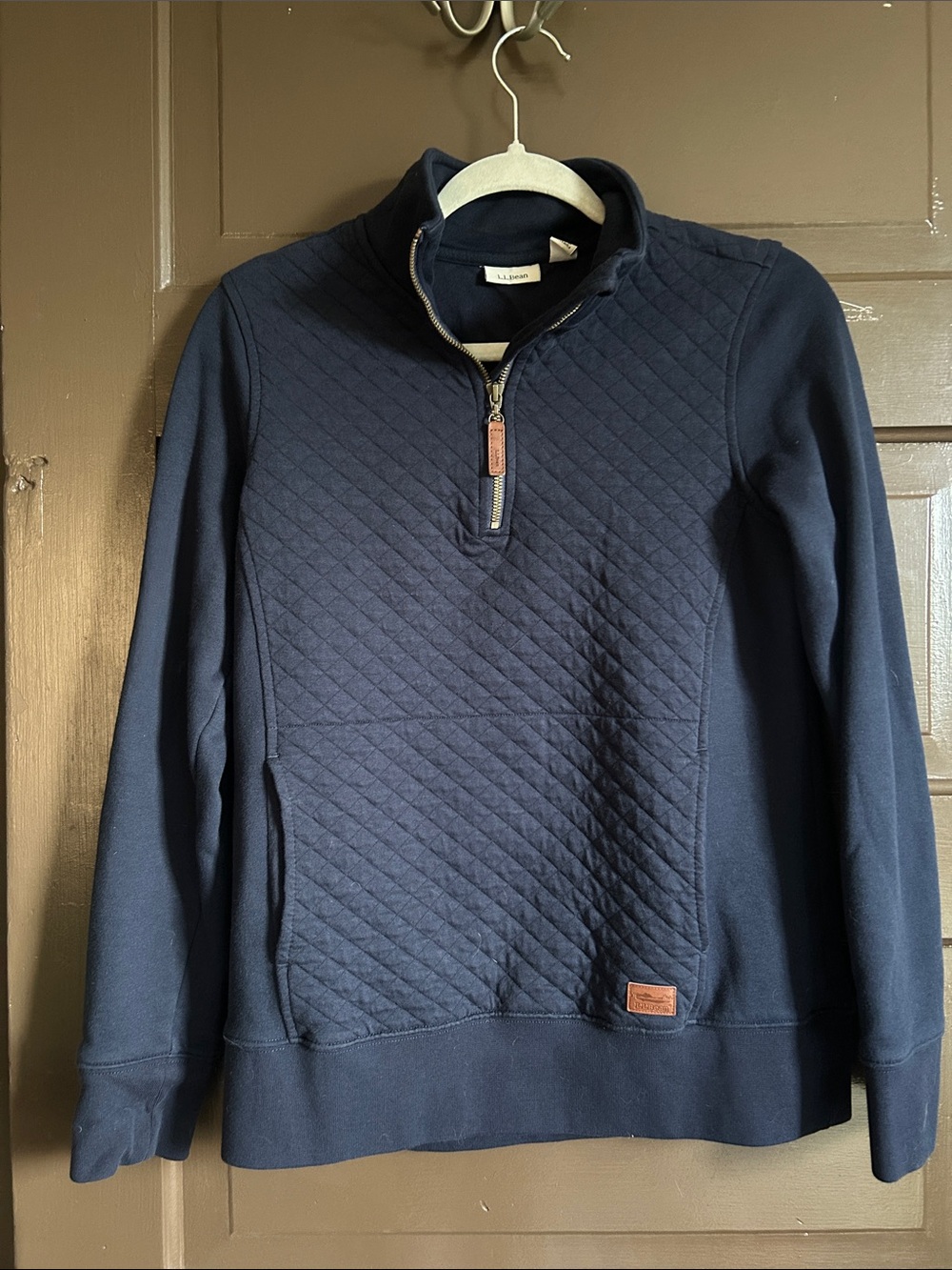 L.L. Bean Men's Navy Quilted Half-Zip Pullover